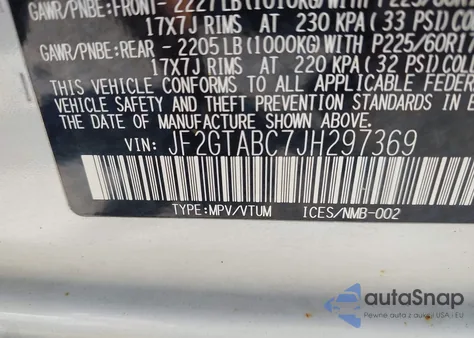 2018 Subaru Crosstrek 2.0I Premium from USA, damaged, VIN JF2GTABC7JH297369
